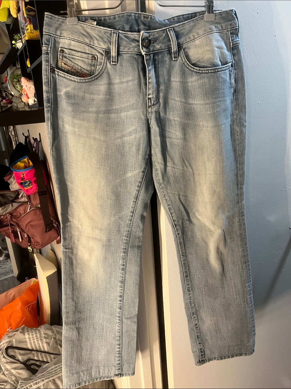 Diesel Light Wash Straight Leg Jeans